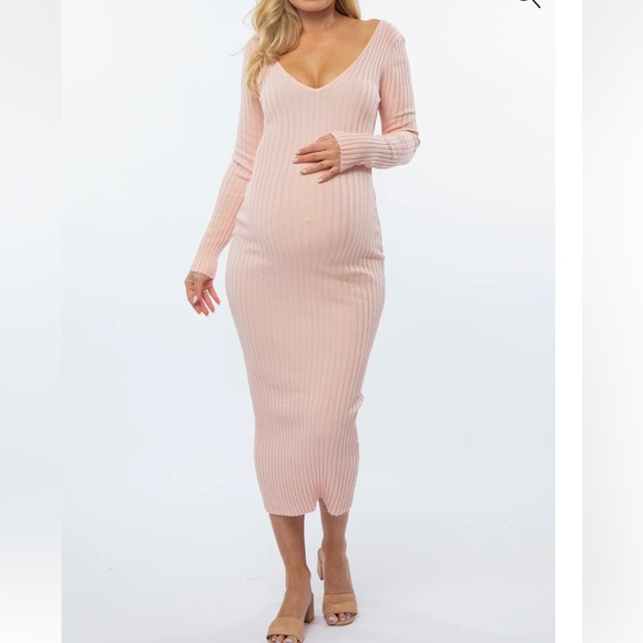Pinkblush Pink Fitted Maternity Dress Long Sleeve - Picture 1 of 5